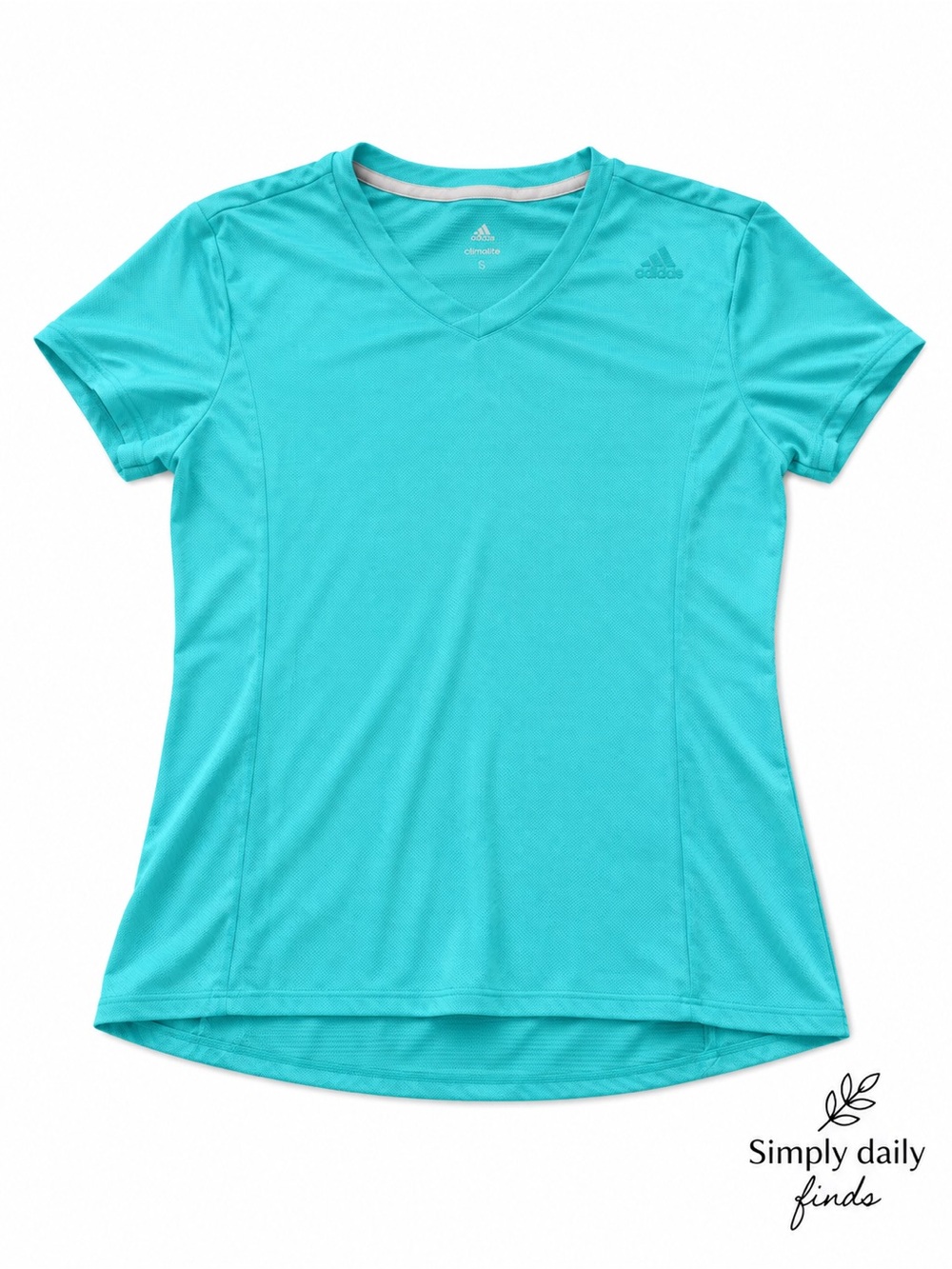Adidas Climalite Aqua Blue Athletic Running Workout Tee Shirt Womens Small
